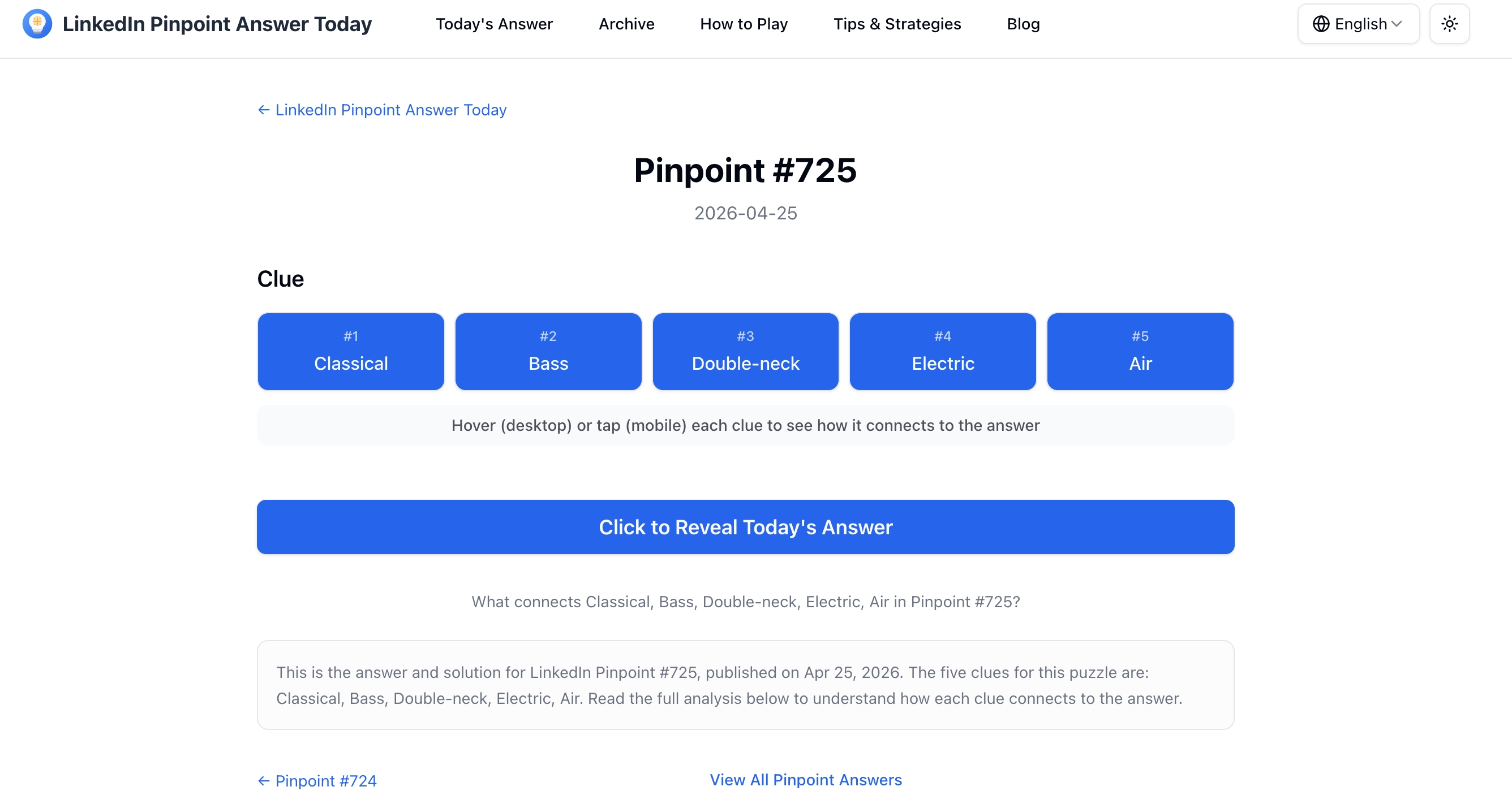 LinkedIn Pinpoint Answer
