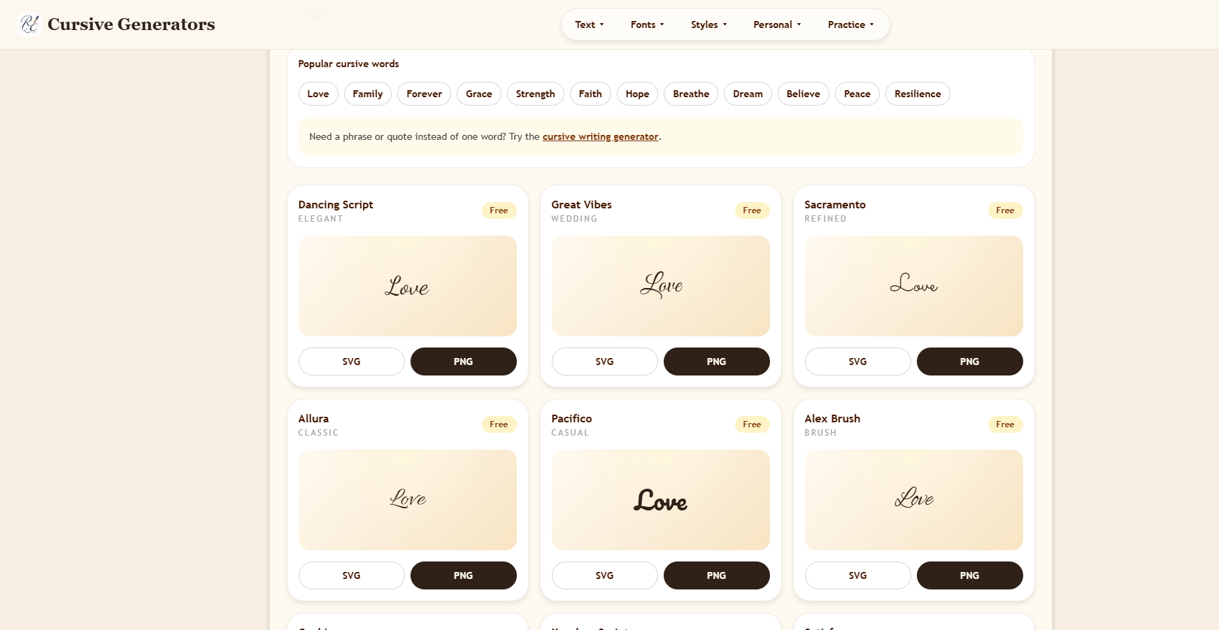 cursive generator