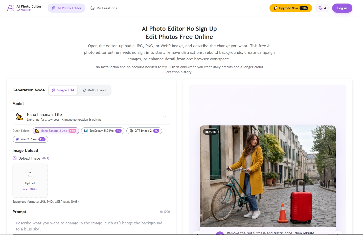 AI Photo Editor No Sign Up
