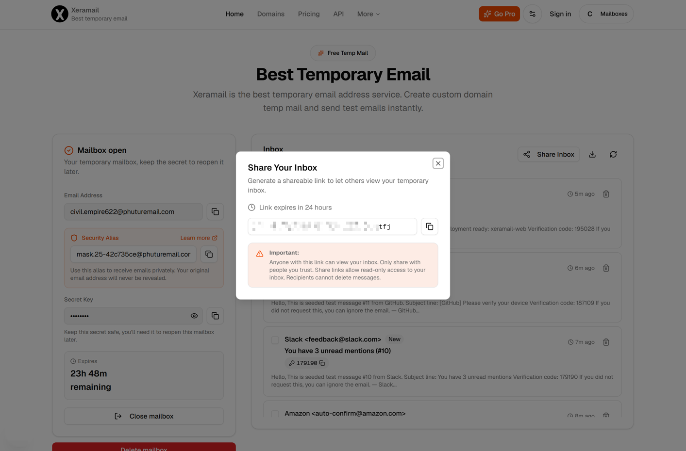 Xeramail Temp Mail