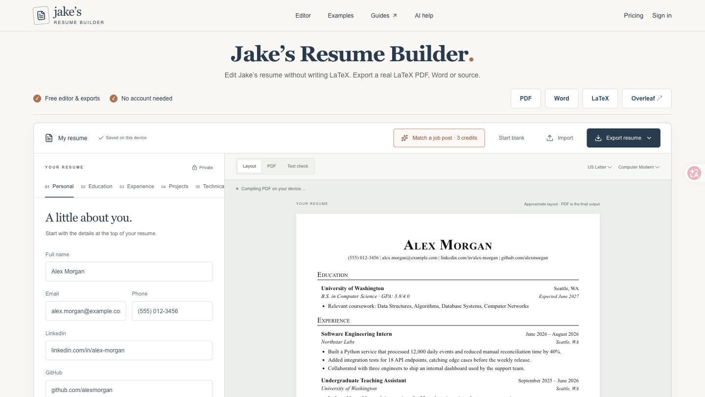 Jake's Resume Builder